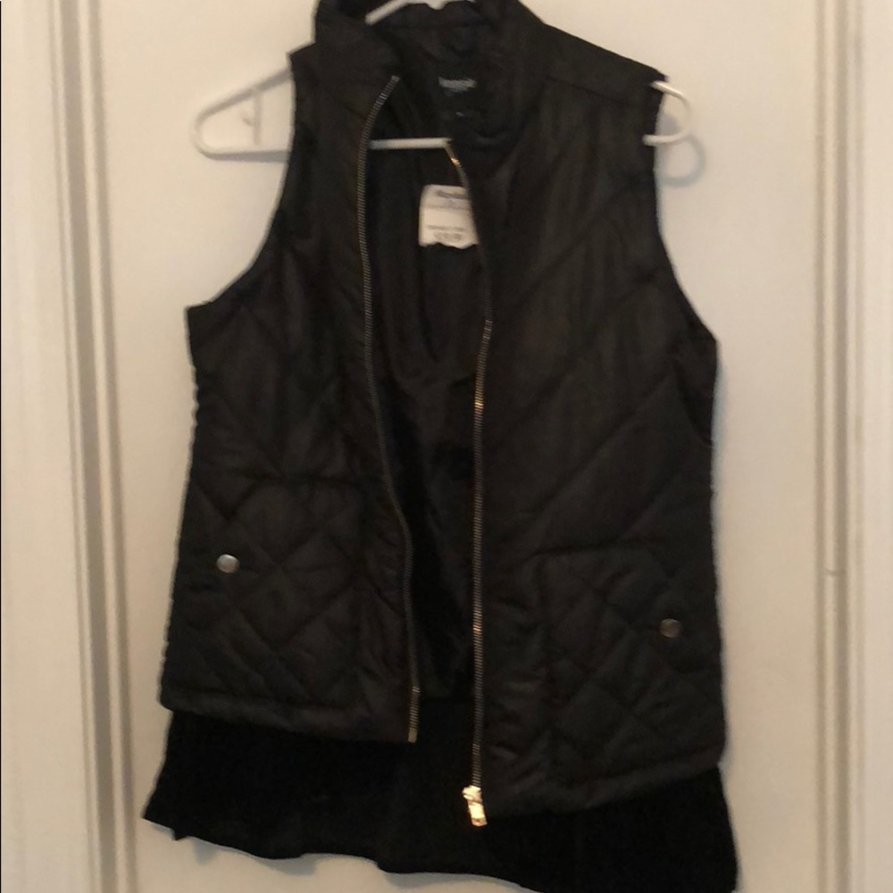 Black down vest w/ velvet trim